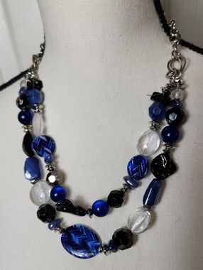 Ruby Rd. Blue and Black Double-Strand Beaded Necklace